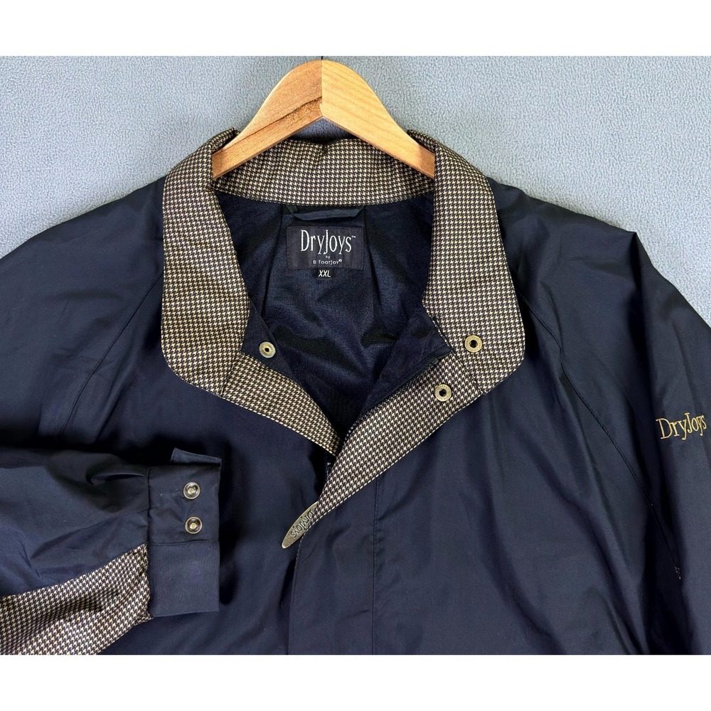 Footjoy Dryjoys Windbreaker Jacket Mens 2XL Black Brown Houndstooth Golf Outdoor